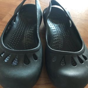 Black Croc Slingbacks